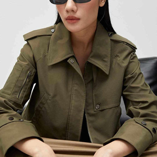 顺丰包邮21311洛诗琳2025春季新款时髦翻领短款夹克外套女325 商品图1