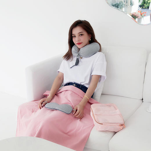 【自营】又见美物EB4Z01 旅行出差办公睡眠套装四件套温凉双面颈枕收纳包 商品图1