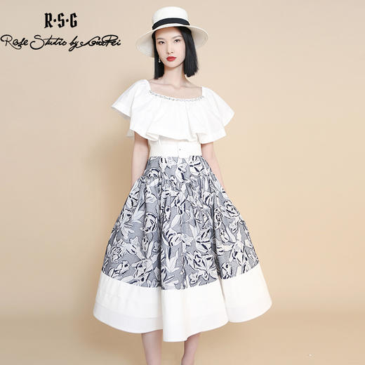 RSG郭培成衣品牌原创度假风纯棉刺绣设计感大摆量半身裙 春夏 商品图1