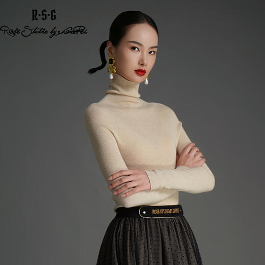 RSG郭培成衣品牌原创设计薄款羊绒高领高级感女士打底上衣 商品图2
