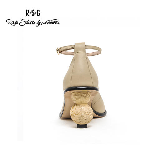 R.S.G郭培精品鞋履 蝴蝶结国风龙纹圆跟黑/裸色 商品图3