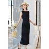 轻奢醋酸抽褶小黑裙 米思阳2025夏季新款法式一字肩收腰设计感无袖连衣裙6005 商品缩略图4