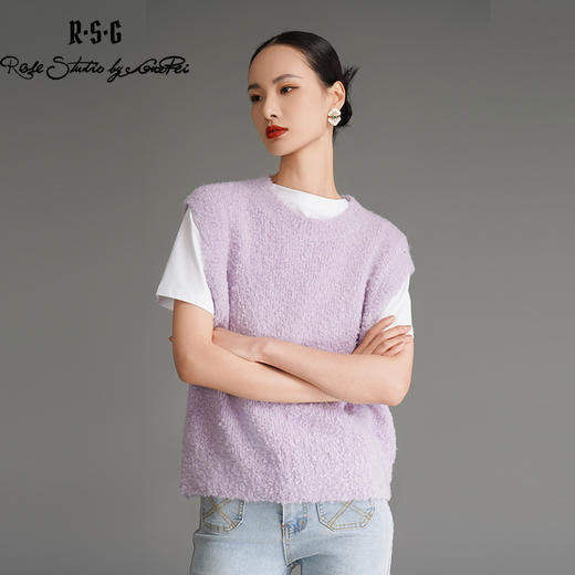 RSG郭培成衣品牌羊羔绒甜美马卡龙色多巴胺秋冬叠穿保暖针织马甲 商品图0