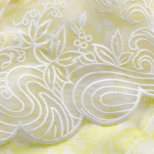 RSG郭培成衣品牌原创设计蕾丝印花女士连衣裙短袖黄色夏季 商品图3