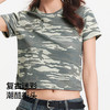 森马短袖T恤女短款小个子潮酷街头2025新款夏季修身迷彩上衣复古 商品缩略图2