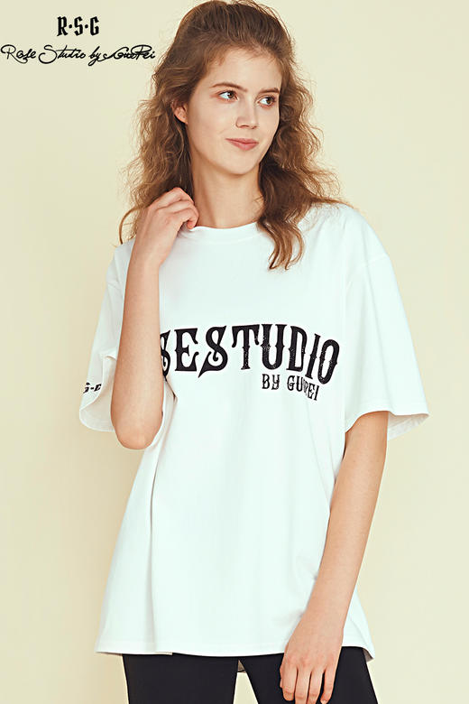 RSG郭培成衣品牌原创水钻镶饰oversize建筑设计夏季新款T恤 商品图5