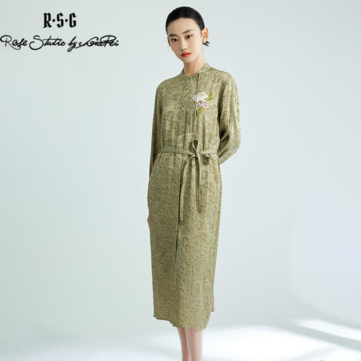 郭培成衣品牌【“药”爱自己】雪莲刺绣小立领盘扣印花连衣裙 商品图4