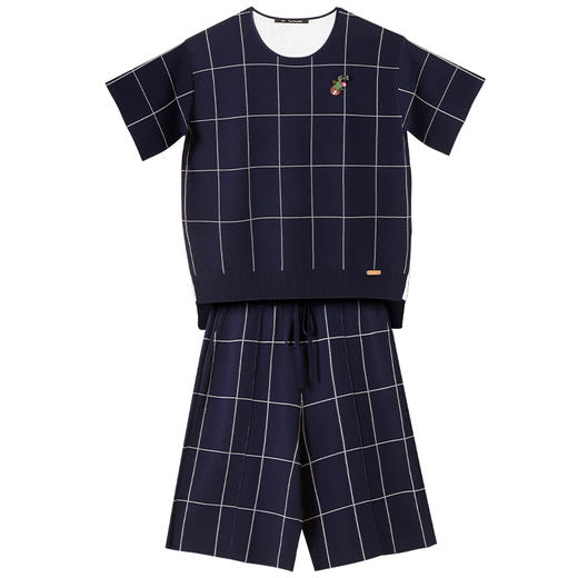 RSG郭培成衣品牌2023春夏仙人掌胸针装饰休闲薄针织格纹套装 商品图4