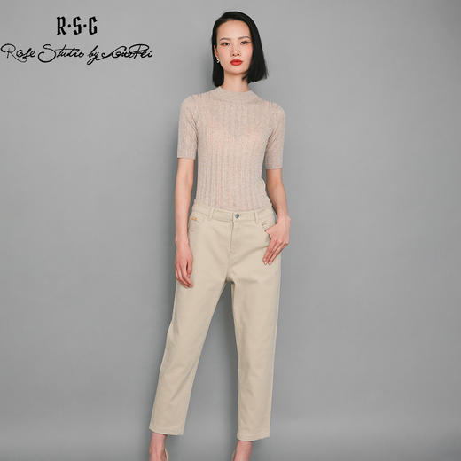 RSG郭培成衣品牌夏新款金标装饰纯色休闲百搭直筒九分裤长裤 商品图0