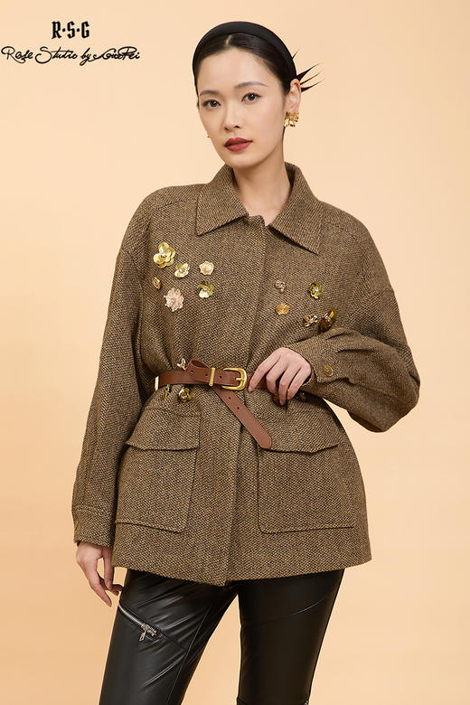 郭培成衣品牌精品系列千金风钉花羊毛外套 商品图5