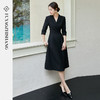 FUYAO扶摇 黑色国风连衣裙女2025新款七分袖裙子新中式盘扣小黑裙 商品缩略图3
