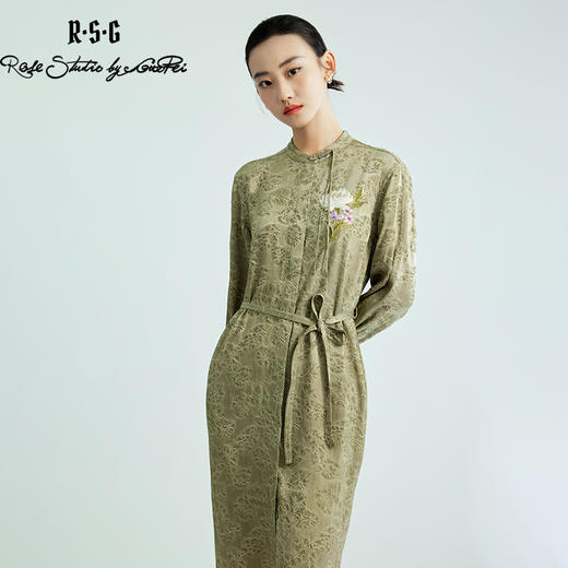 郭培成衣品牌【“药”爱自己】雪莲刺绣小立领盘扣印花连衣裙 商品图3