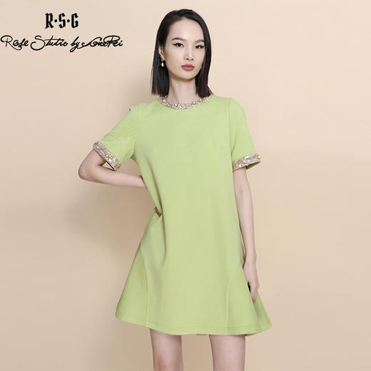 RSG郭培成衣品牌休闲运动手工钉珠装饰设计感短袖连衣裙夏季 商品图0