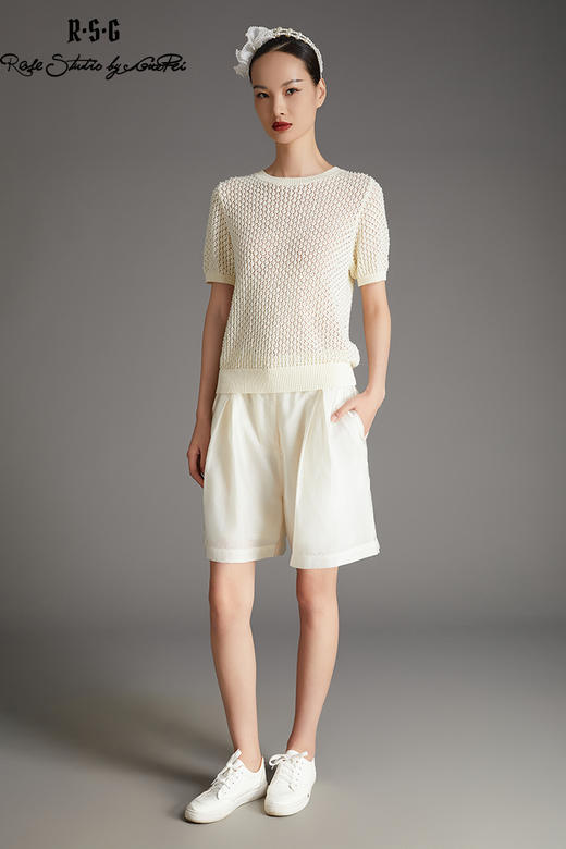 RSG郭培成衣品牌品牌重工钉珠镂空修身短袖针织薄款上衣修身 商品图5