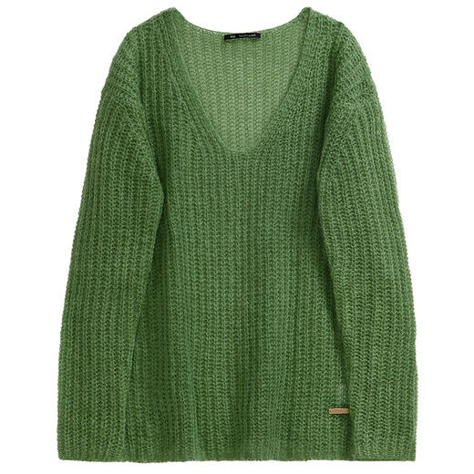 RSG郭培线上成衣品牌纯色V领马海毛简约针织镂空女款毛衣上衣外套 商品图4