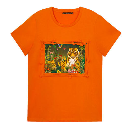 RSG郭培成衣品牌手绘老虎画框新中式国风印花夏季新款上衣 商品图4