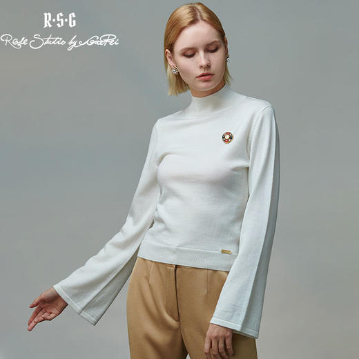 RSG郭培成衣品牌金标套头喇叭袖简约半高领毛衫毛衣打底上衣 商品图1
