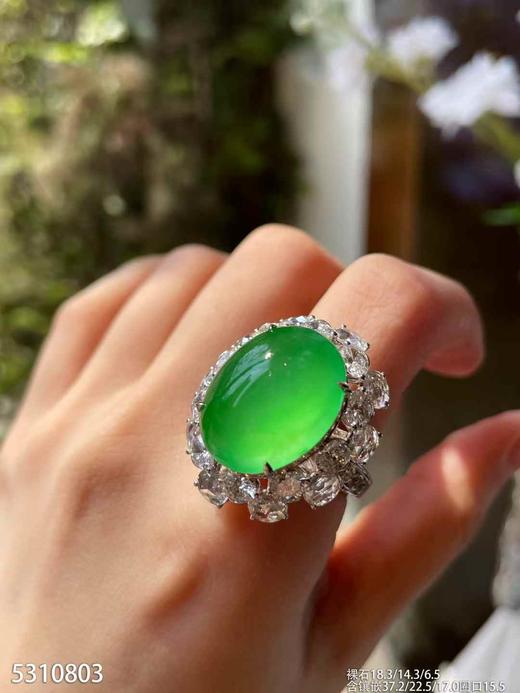 玻璃种木那绿蛋面戒指吊坠两用款【5310803】具体价格微信咨询 商品图3