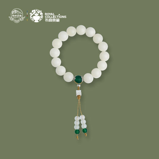 布达拉宫白玉菩提根手串菩提绿琉璃配珠手串 商品图2