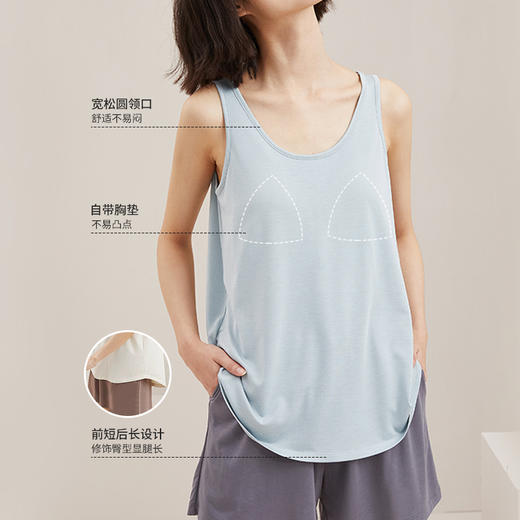带胸垫睡裙女夏季薄款防凸点中无袖家居服舒适睡衣BW362512 商品图1