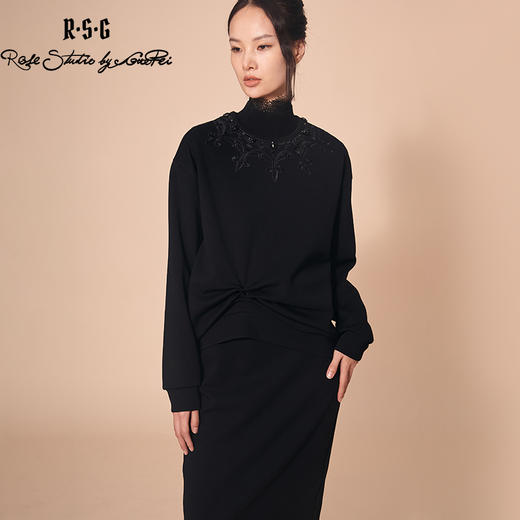 RSG郭培成衣品牌原创高定建筑设计师钉珠刺绣长袖卫衣女装 商品图3