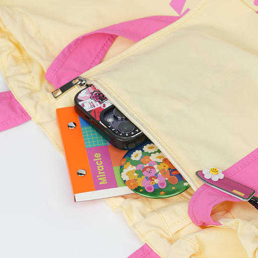 趁早有态度撞色抽绳束口包超轻便携大容量单肩帆布包休闲时尚女包 商品图3