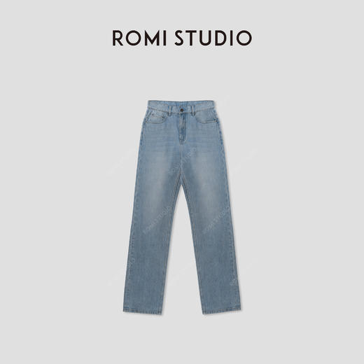 ROMI STUDIO “贵妇裤” 100%斜纹棉高腰直筒水洗蓝牛仔裤 23AWN288 商品图0