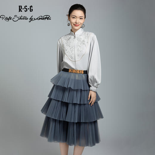 郭培成衣品牌马卡龙色法式宫廷复古风层叠纱裙 商品图0