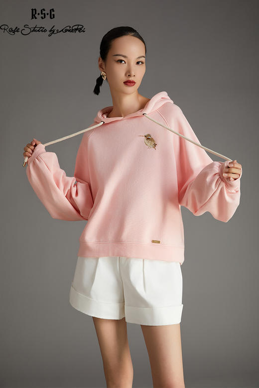 RSG郭培成衣品牌长袖上衣刺绣翠鸟休闲女士连帽卫衣女装 商品图5