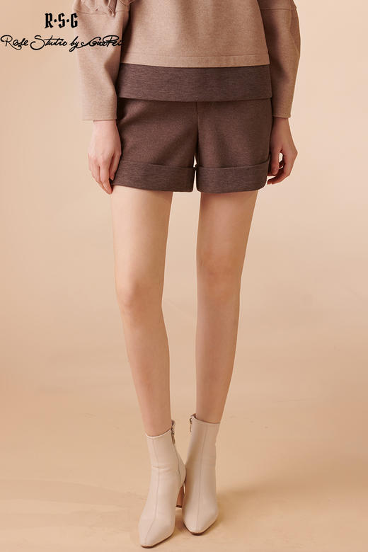 RSG郭培成衣品牌可可色贝壳纽扣休闲春夏季百搭短裤 商品图5