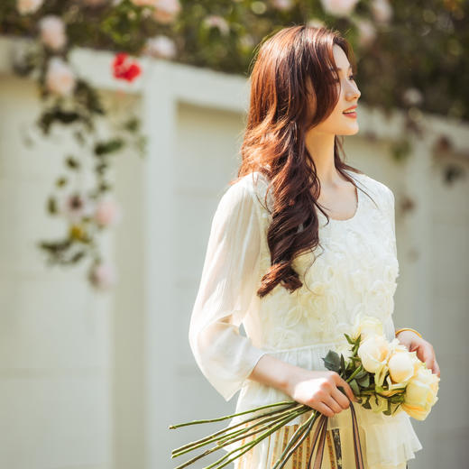 【林栖设计小店】【林栖推荐】（现货）白玫瑰真丝上衣2025春夏新品花仙子长袖上衣女N1952303 商品图10