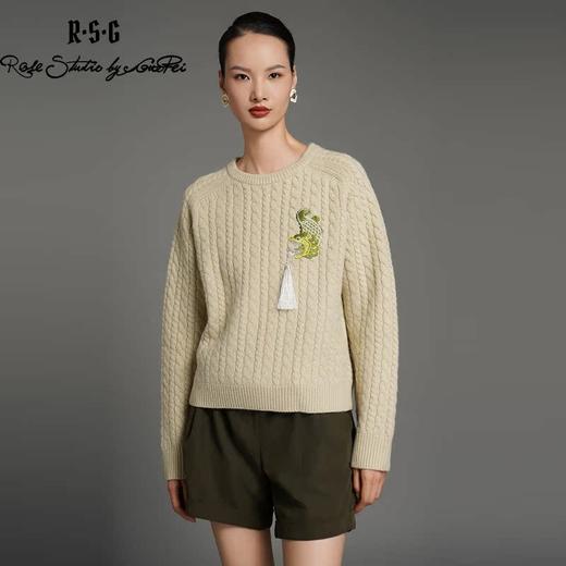RSG郭培成衣品牌国风鸱吻刺绣设计感秋冬保暖百搭复古羊毛毛衣 商品图2
