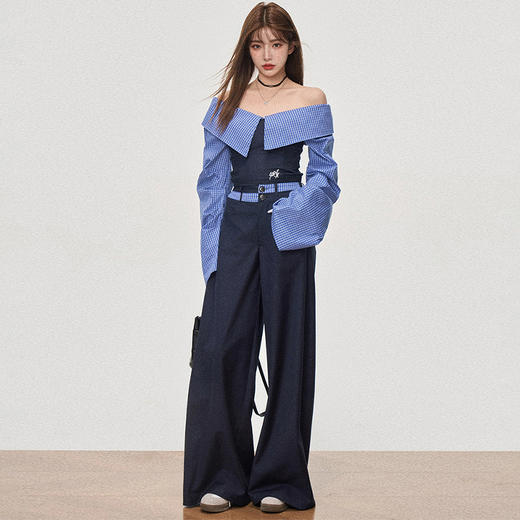 西遇设计感抹胸上衣套装女新款宽松慵懒风阔腿裤两件套SS150089/SS150090 商品图3