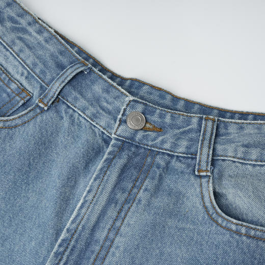 ROMI STUDIO“意式贵妇”100%斜纹棉高腰直筒水洗蓝牛仔裤23AWN403 商品图1