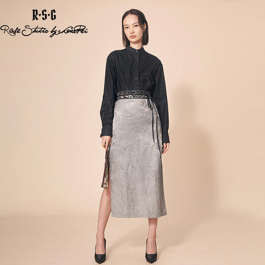 RSG郭培成衣品牌新中式提花刺绣腰带半身长裙复古国风 商品图1