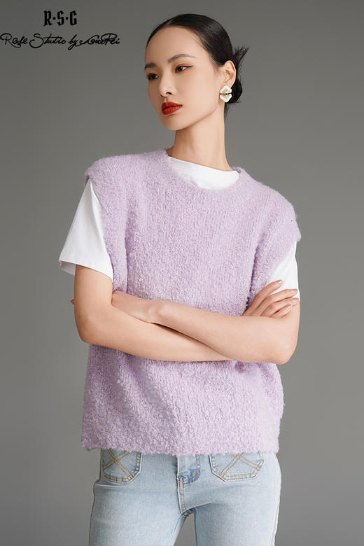 RSG郭培成衣品牌羊羔绒甜美马卡龙色多巴胺秋冬叠穿保暖针织马甲 商品图5