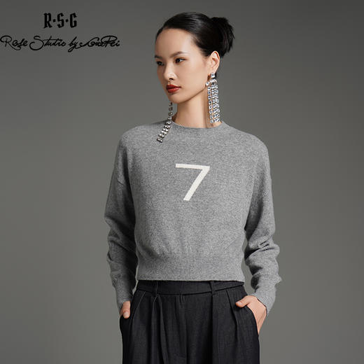 RSG郭培成衣品牌美拉德蝙蝠袖短款设计感7字休闲针织羊绒毛衣 商品图4
