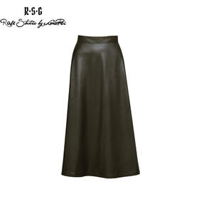 RSG郭培成衣品牌纯色高级感修身高腰皮质长裙百搭
