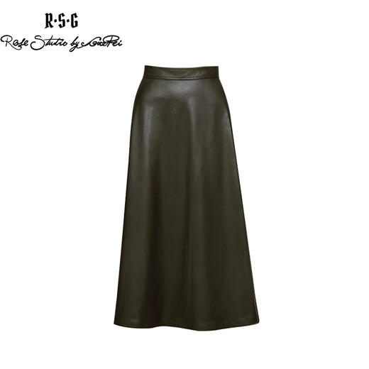 RSG郭培成衣品牌纯色高级感修身高腰皮质长裙百搭 商品图0