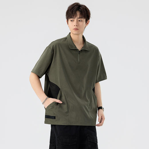 【DSL】大依优型大码立领拉链款短袖POLO衫T恤夏季加肥加大肥佬休闲宽松透气弹力男装上衣潮款 商品图4
