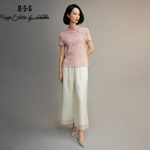 R.S.G精品系列新款流行新中式国风斜襟褶皱短袖上衣 商品图1