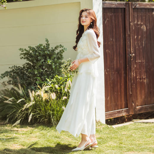 【林栖设计小店】【林栖推荐】（现货）白玫瑰真丝上衣2025春夏新品花仙子长袖上衣女N1952303 商品图6