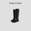 ROMI STUDIO“old money” 头层牛皮斜口不过膝粗跟长筒靴 23AWS019 商品缩略图0