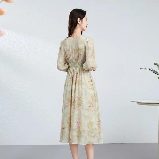 【高货kbnq】全新升级【铂金会员441/天猫599/差价158】(14450) 洛诗琳端庄法式设计感气质收腰印花洋气桑蚕丝连衣裙 商品图3