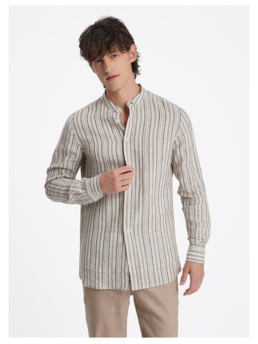 callisto山海系列燕麦卡其亚麻休闲衬衫 商品图2