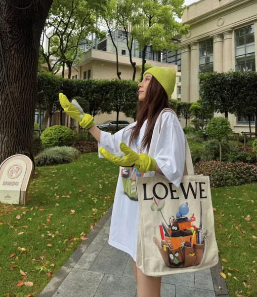 杨幂同款LOEW限定印花帆布包购物袋12.5 商品图13