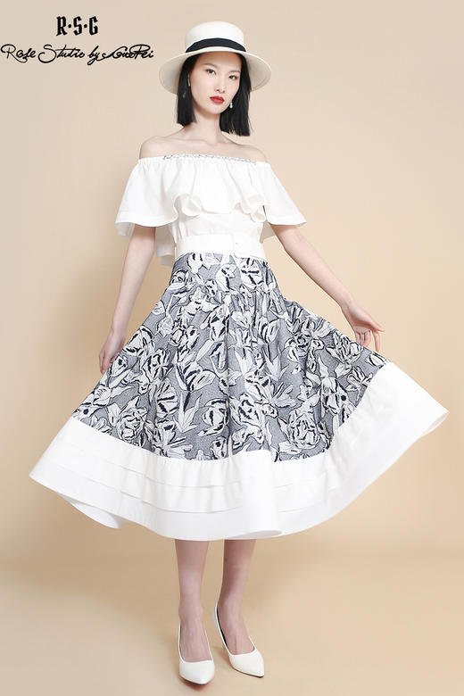 RSG郭培成衣品牌原创度假风纯棉刺绣设计感大摆量半身裙 春夏 商品图5