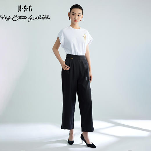 郭培成衣品牌【“药”爱自己】重工刺绣小飞袖圆领T恤上衣 商品图1