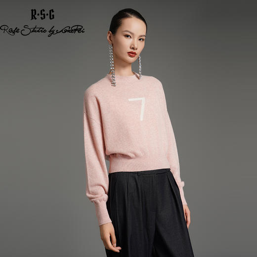 RSG郭培成衣品牌美拉德蝙蝠袖短款设计感7字休闲针织羊绒毛衣 商品图1
