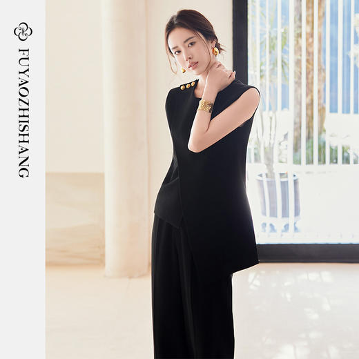 FUYAO扶摇 2025夏季休闲时尚套装女高级感宽松无袖外套国风两件套 商品图0